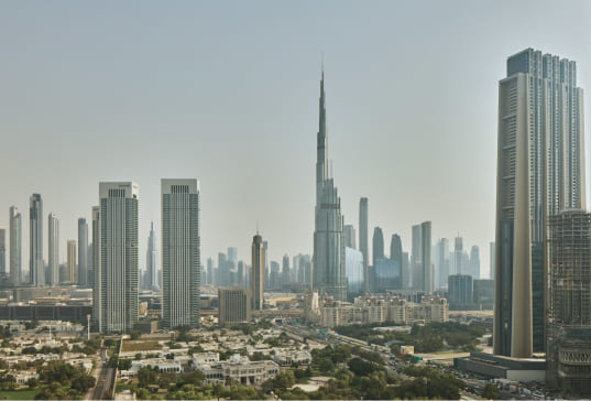 Dubai cityscape panorama from Burj Daman